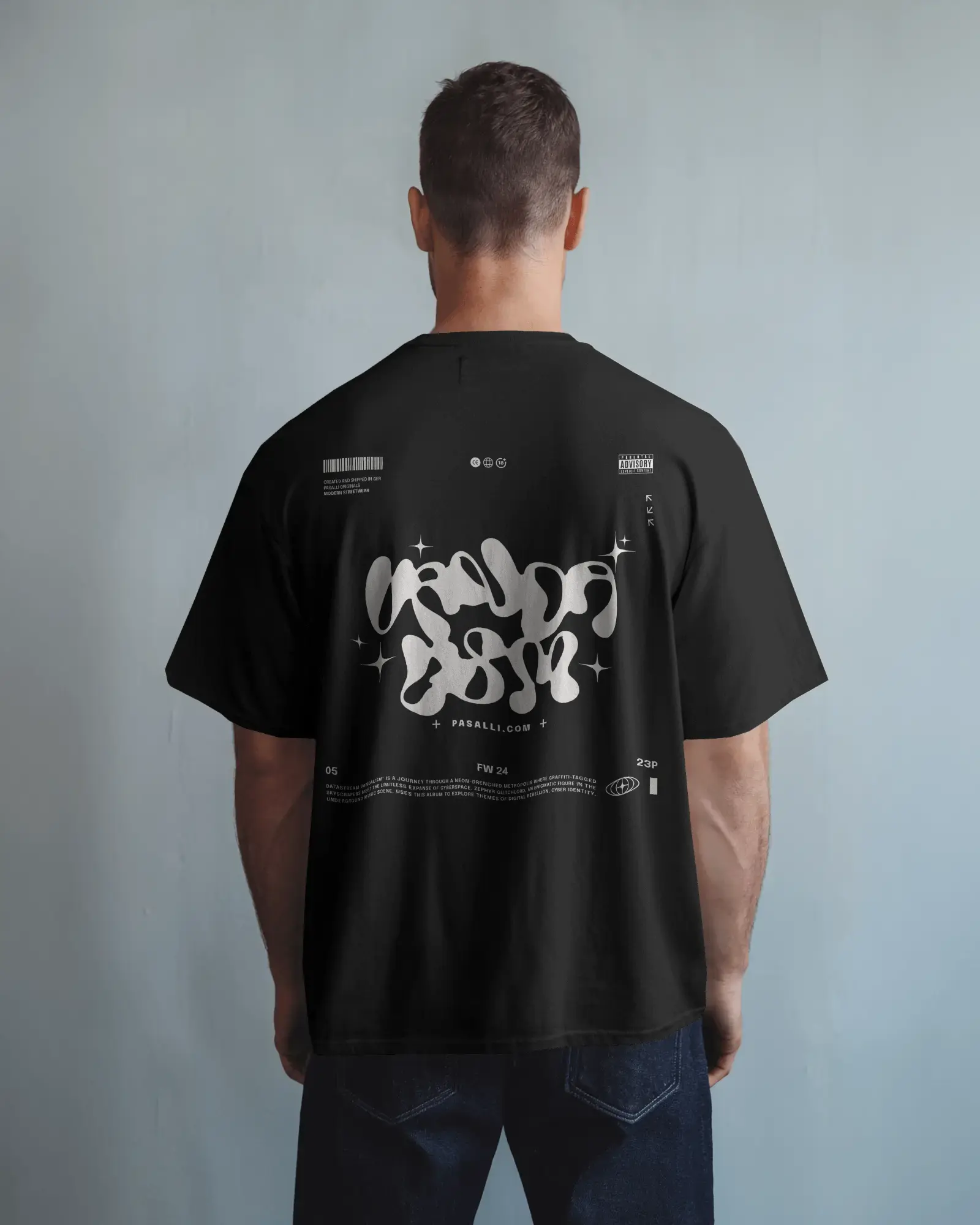 Heavy Organic Oversized T-Shirt - Back Print - Black/Heather Grey/French Navy/Kaffa Coffee    - Freestyler Heavy Oversized T-Shirt ST/ST Shirtee