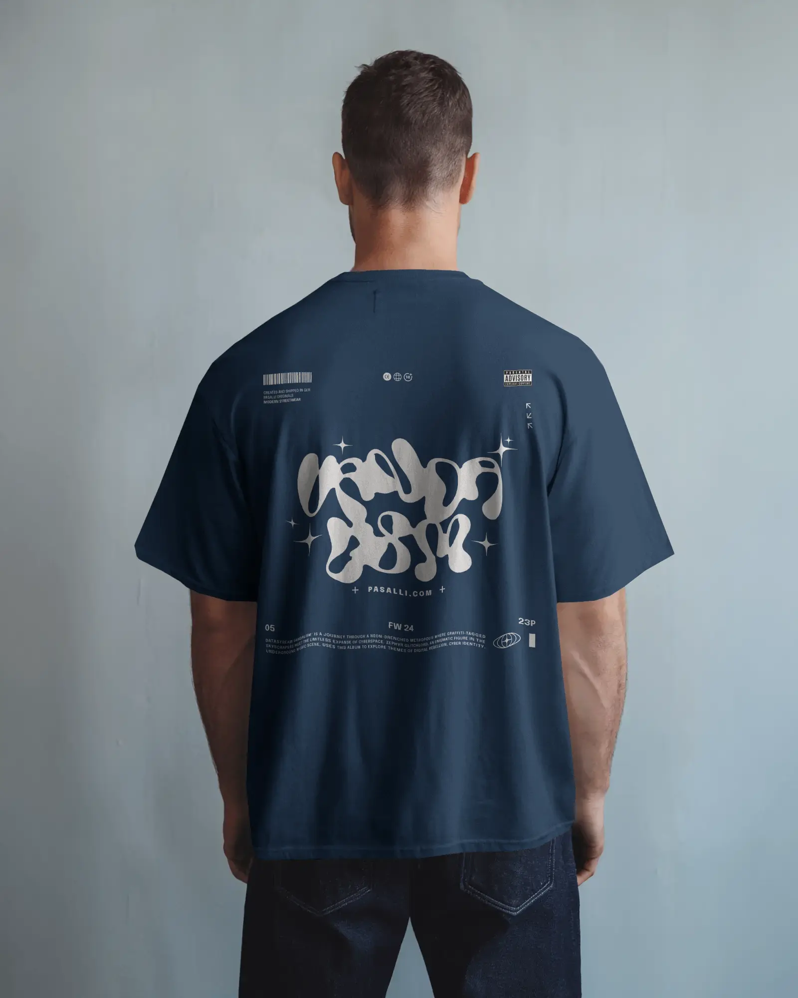 Heavy Organic Oversized T-Shirt - Back Print - Black/Heather Grey/French Navy/Kaffa Coffee    - Freestyler Heavy Oversized T-Shirt ST/ST Shirtee