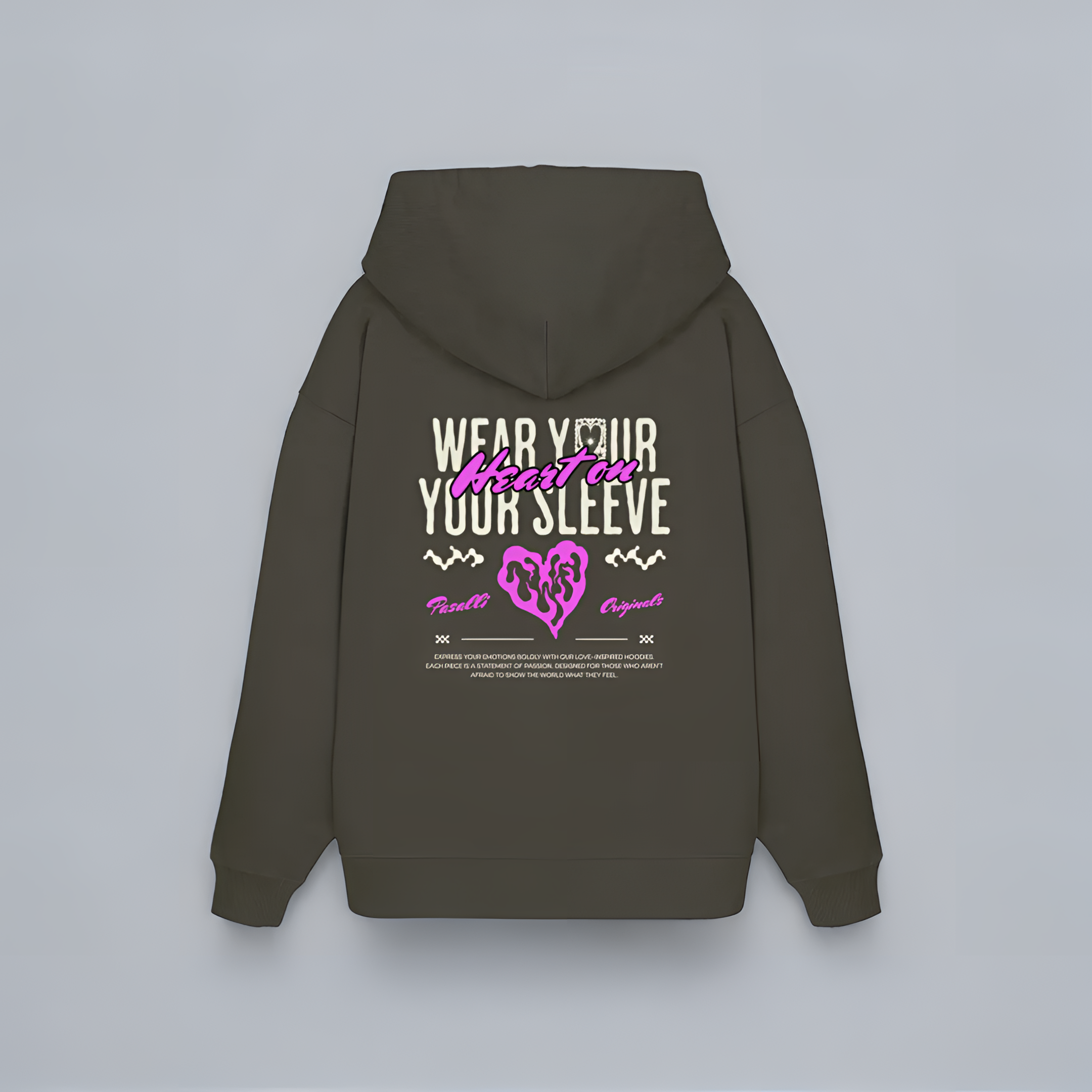 Heavy Organic Oversized Hoodie - Back and Front Print - Black/Khaki/French Navy/Mindful Blue Shirtee