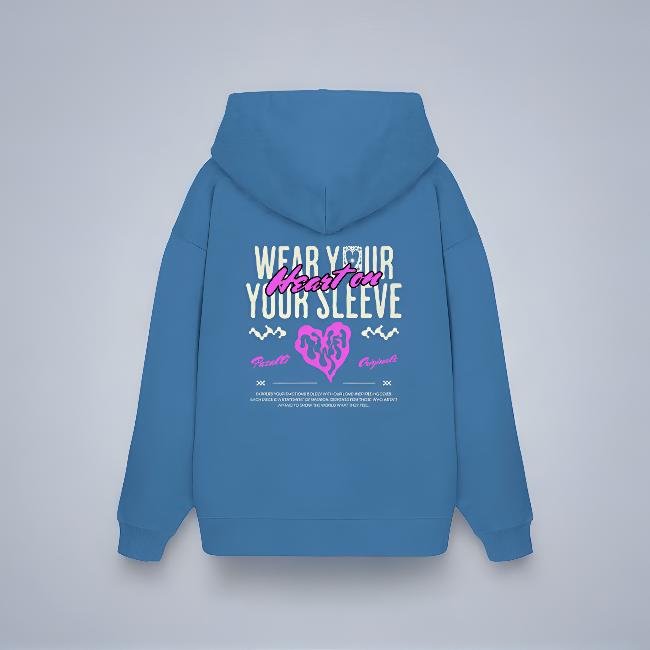 Heavy Organic Oversized Hoodie - Back and Front Print - Black/Khaki/French Navy/Mindful Blue Shirtee