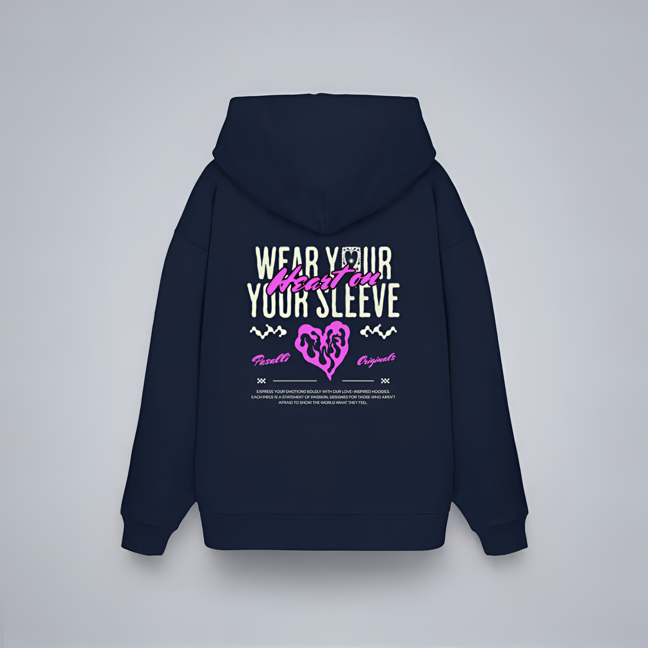 Heavy Organic Oversized Hoodie - Back and Front Print - Black/Khaki/French Navy/Mindful Blue Shirtee