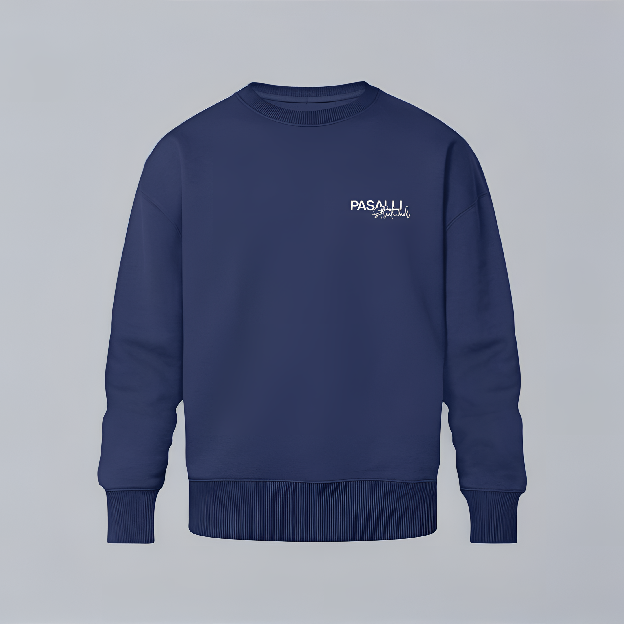 Pasalli Originals Premium Sweatshirt mit Stick - French Navy - Relaxed Fit Shirtee