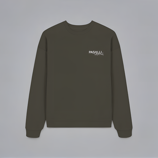 Pasalli Originals Premium Oversized Sweatshirt mit Stick - Khaki Shirtee