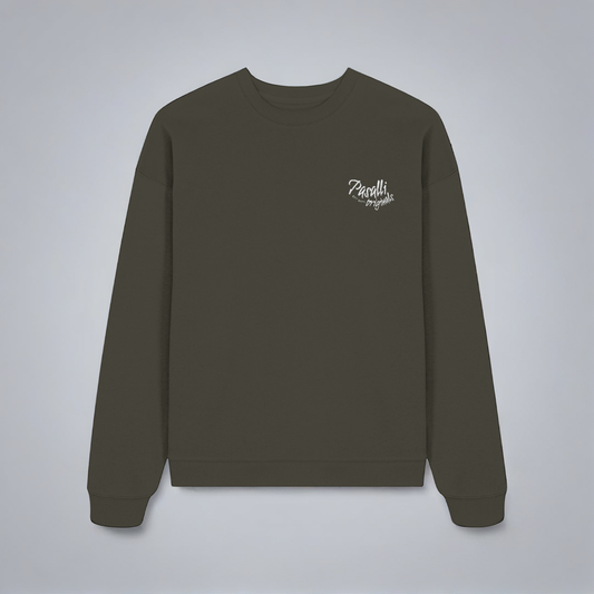 Premium Oversized Sweatshirt mit Stick - Khaki Shirtee