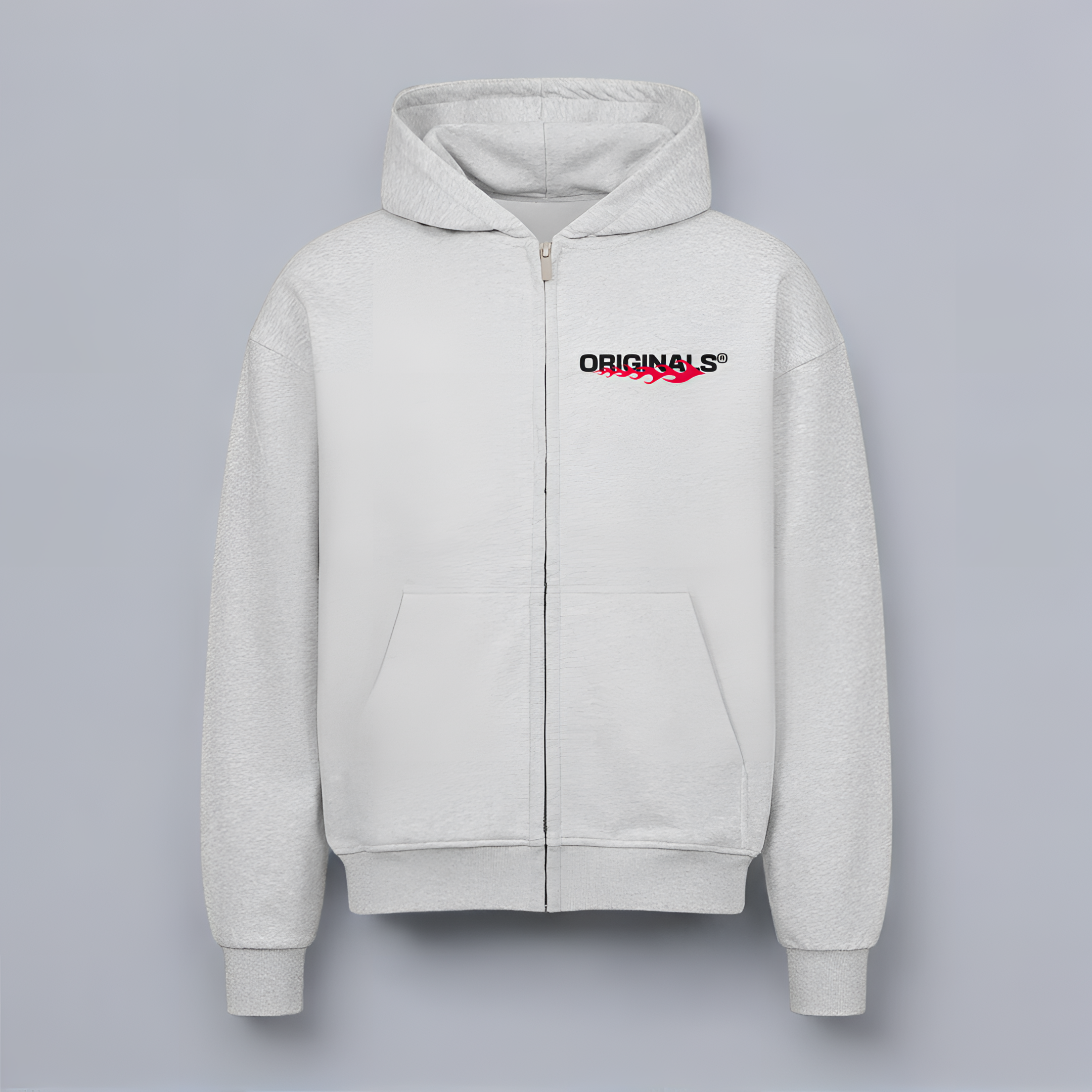 VACANCY Oversized Zipper Hoodie - Heather Grey MarketPrint