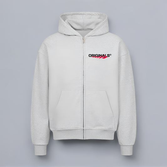 VACANCY Oversized Zipper Hoodie - Heather Grey MarketPrint