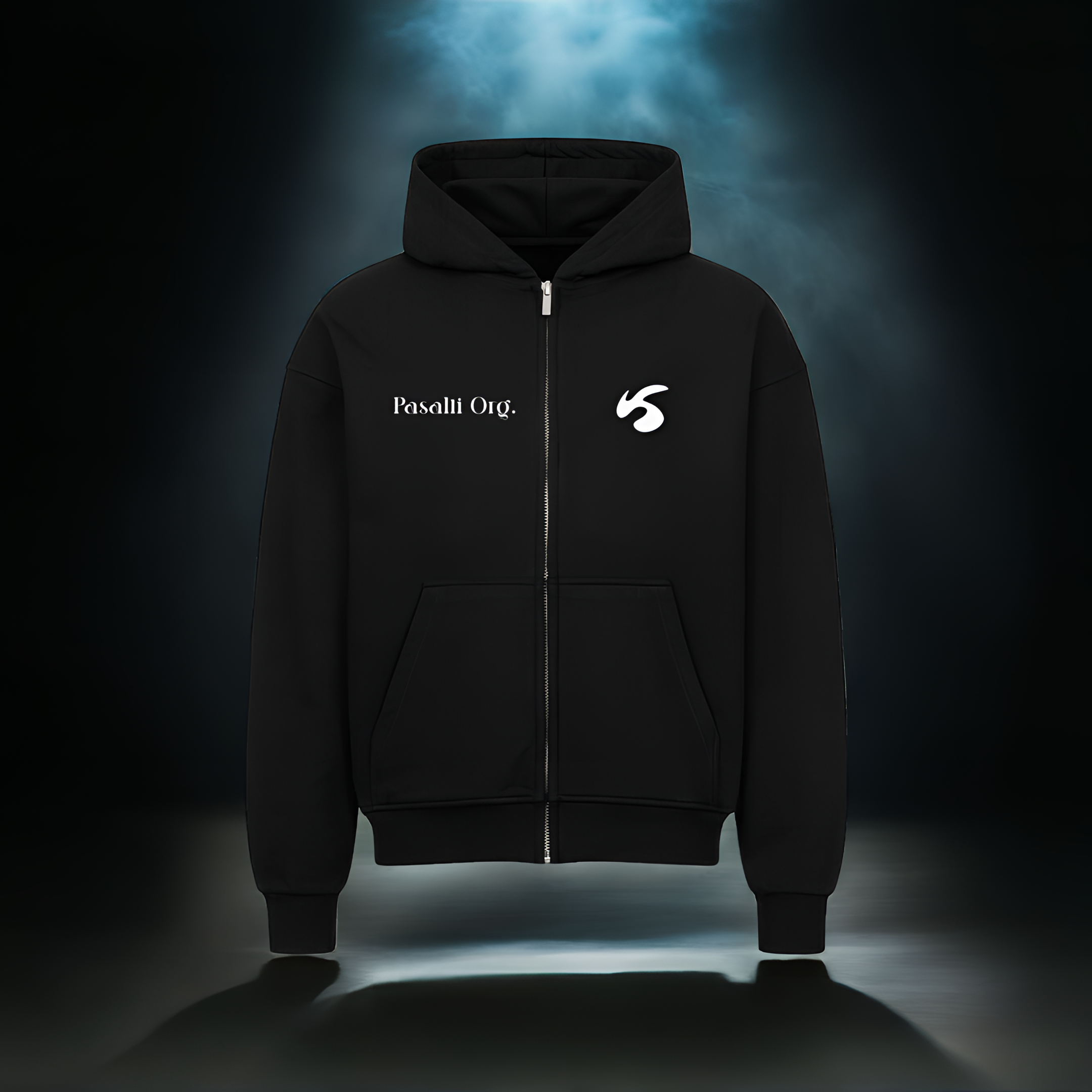 Herren VACANCY Oversized Zipper Hoodie - Back and Front Print (DTF) - Black MarketPrint