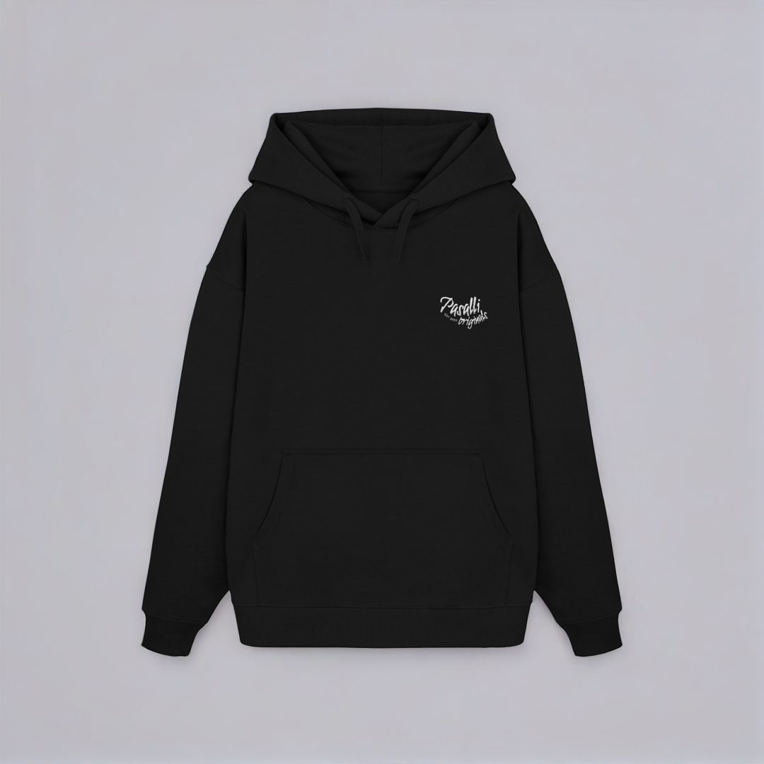 Heavy Organic Oversized Hoodie mit Stick - Black Shirtee