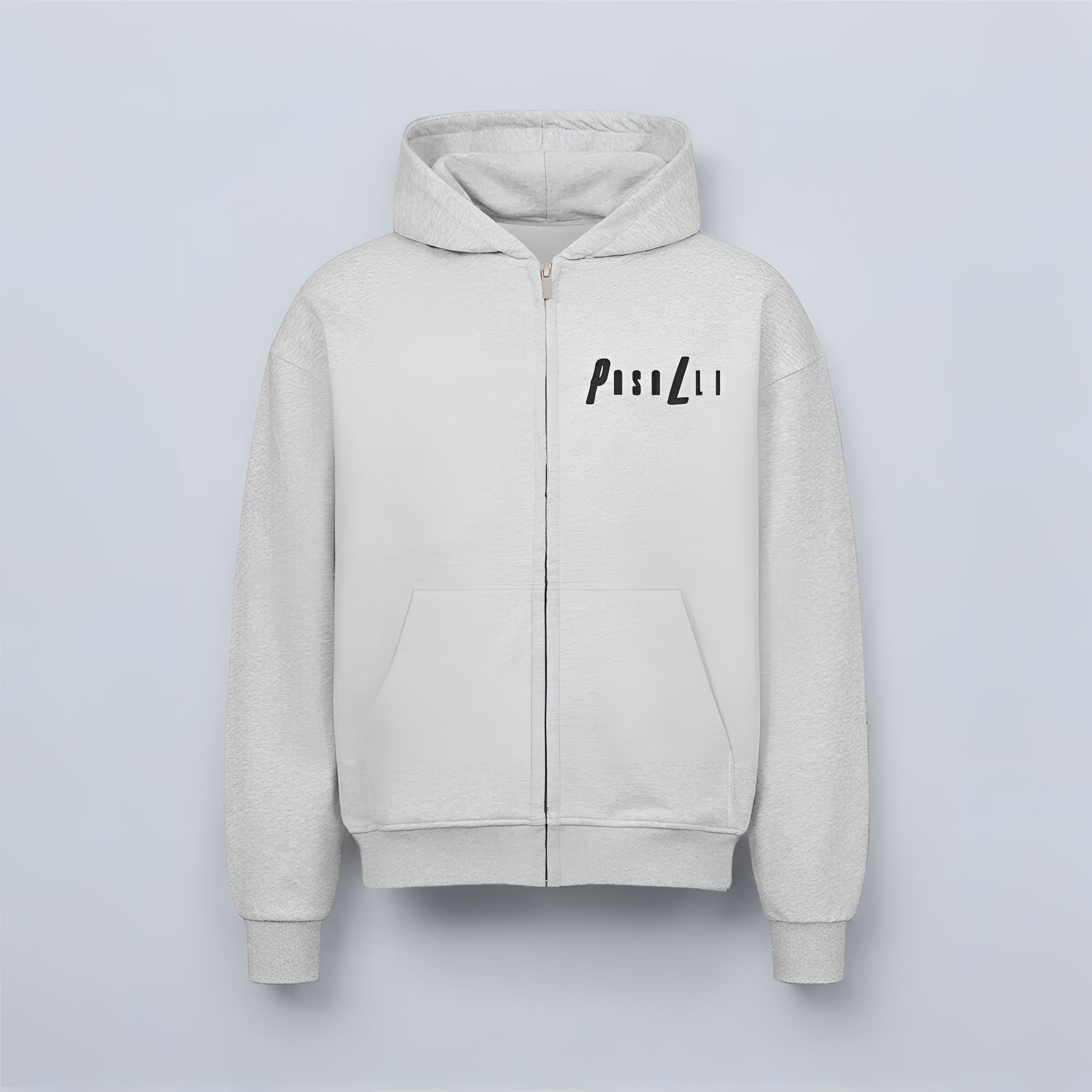 VACANCY Oversized Zipper Hoodie - Back and Front Print - Heather Grey MarketPrint