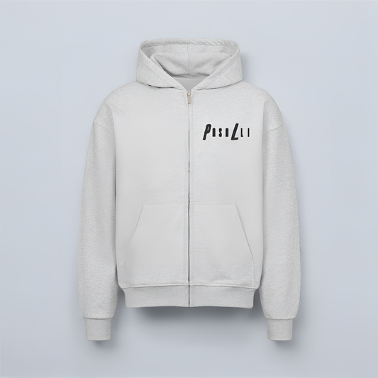 VACANCY Oversized Zipper Hoodie - Back and Front Print - Heather Grey MarketPrint