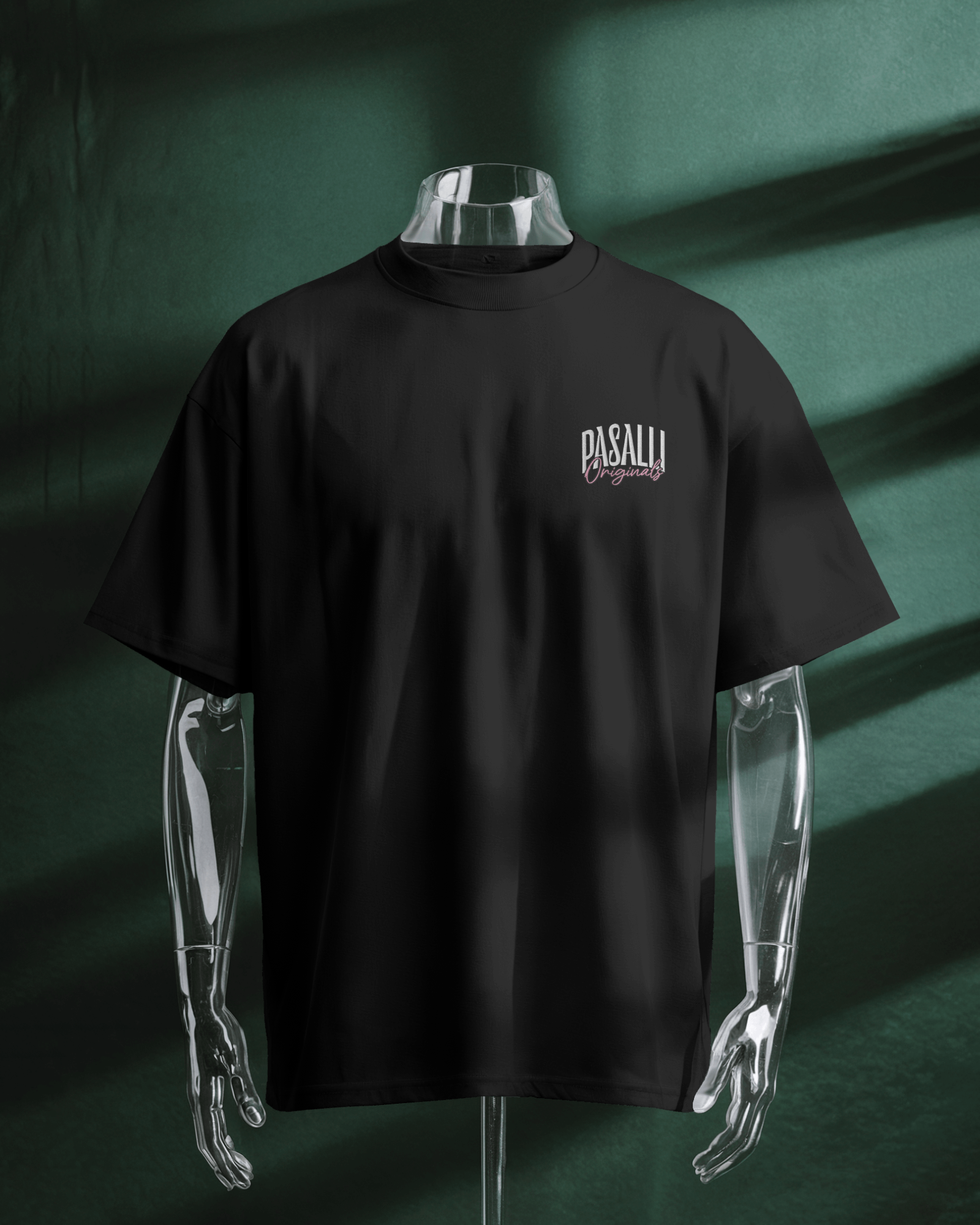 Heavy Oversized Organic T-Shirt mit Stick - Black - Front Print Shirtee