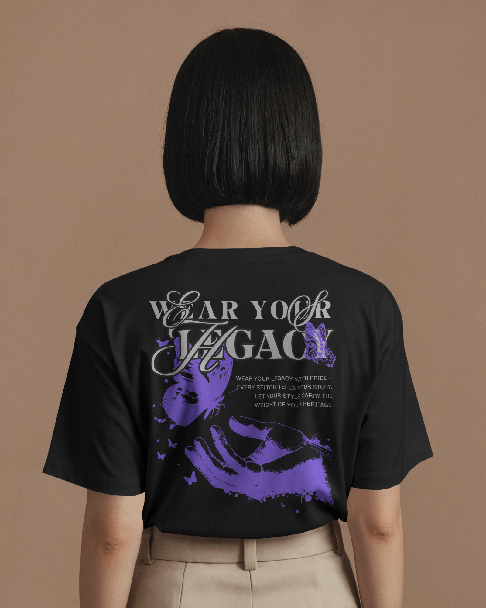 Heavy Oversized Organic T-Shirt - Black/Dark Heather Grey - Back Print Shirtee