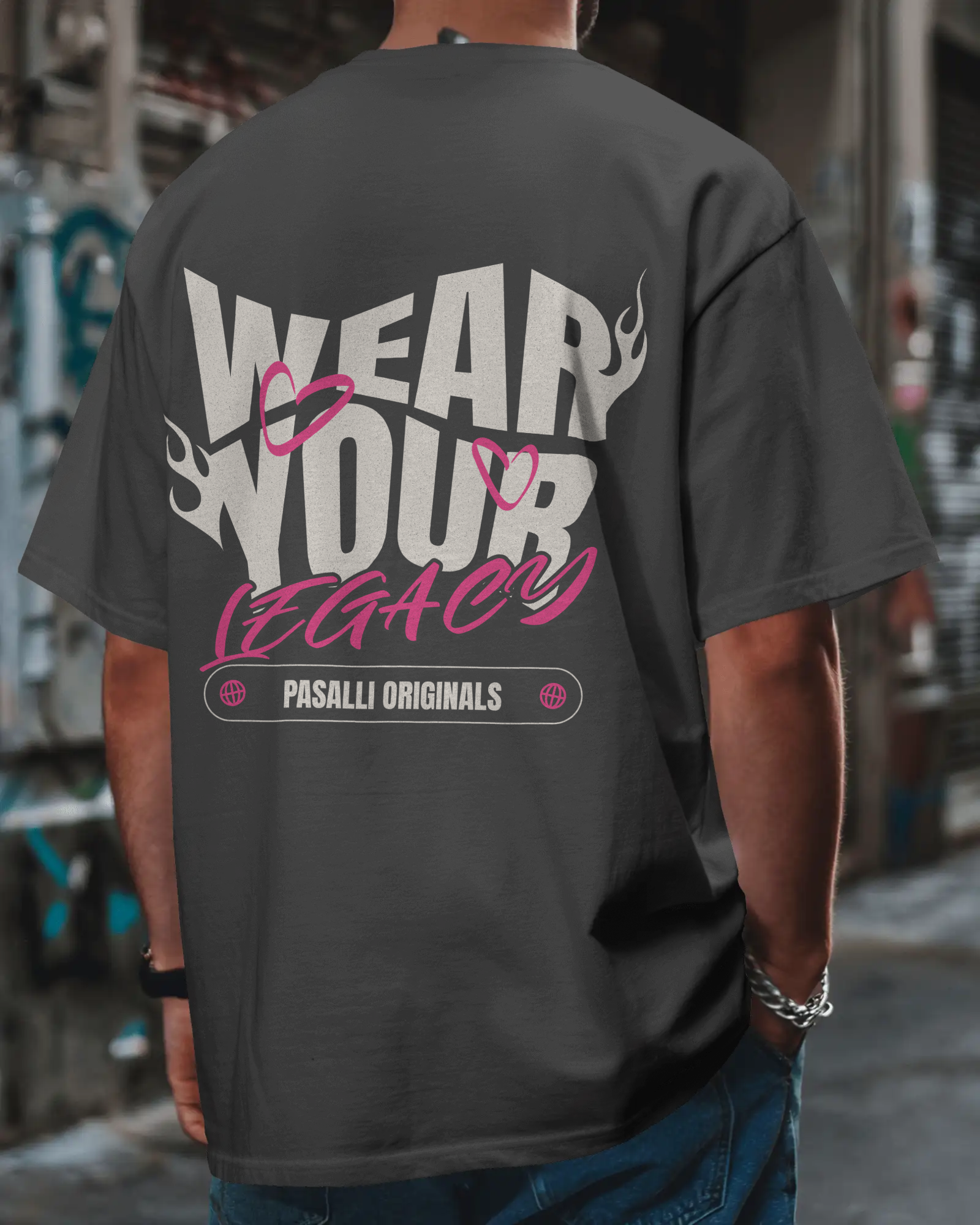 VACANCY Oversized Shirt - Back Print (DTF) - Baby blue/Black/Washed Black MarketPrint