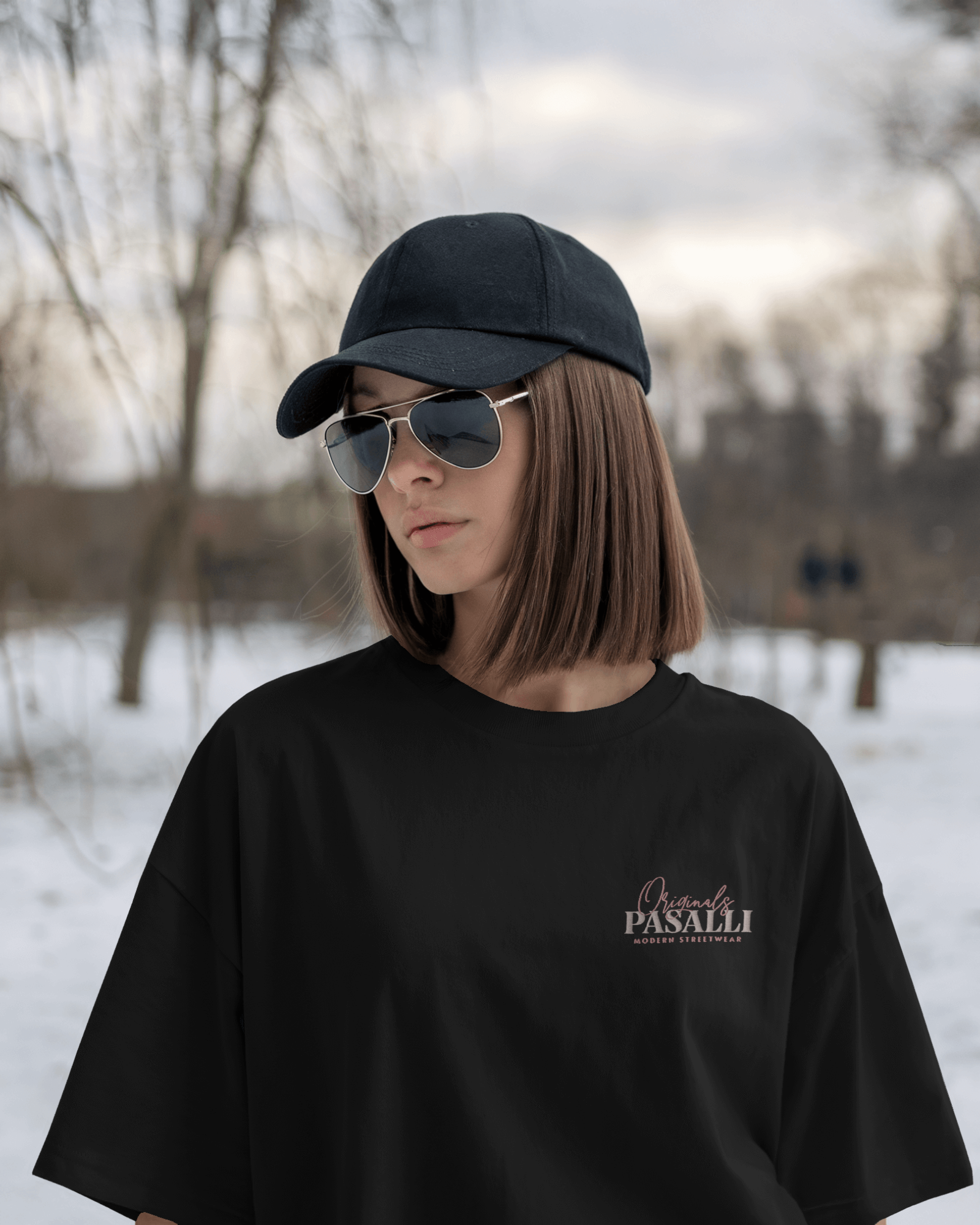 Heavy Organic Oversized T-Shirt mit Stick - Black Pasalli