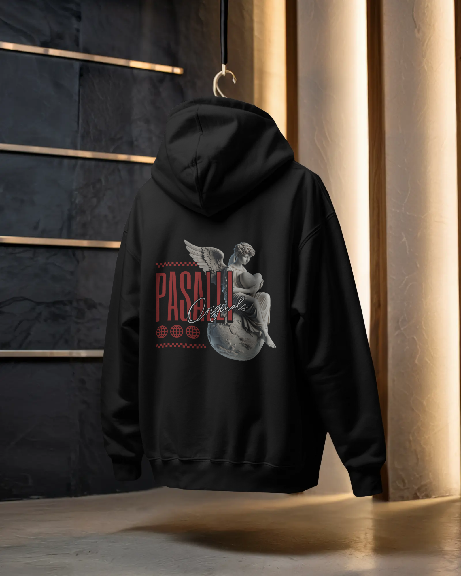 Herren VACANCY Oversized Hoodie - Back and Front Print (DTF) - Black MarketPrint