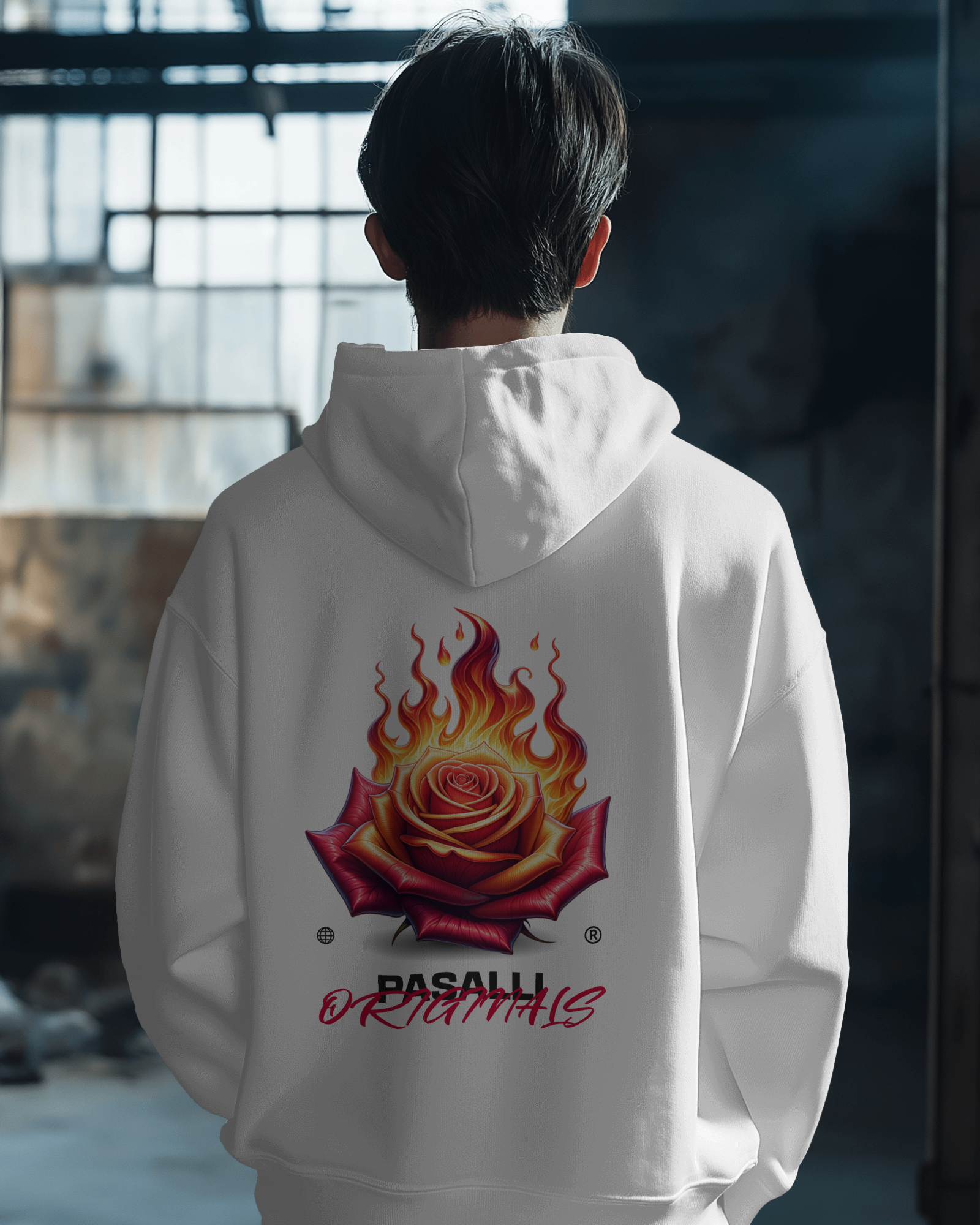 VACANCY Oversized Hoodie - Back and Front Print (DTF) - White MarketPrint