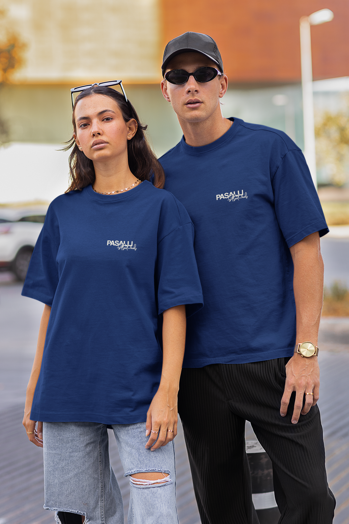 Pasalli Originals Heavy Organic Oversized T-Shirt mit Stick - French Navy