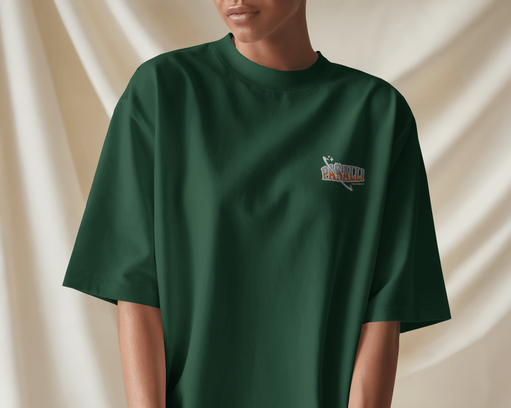 Heavy Oversized Organic T-Shirt mit Stick - Black/French Navy/Glazed Green Shirtee