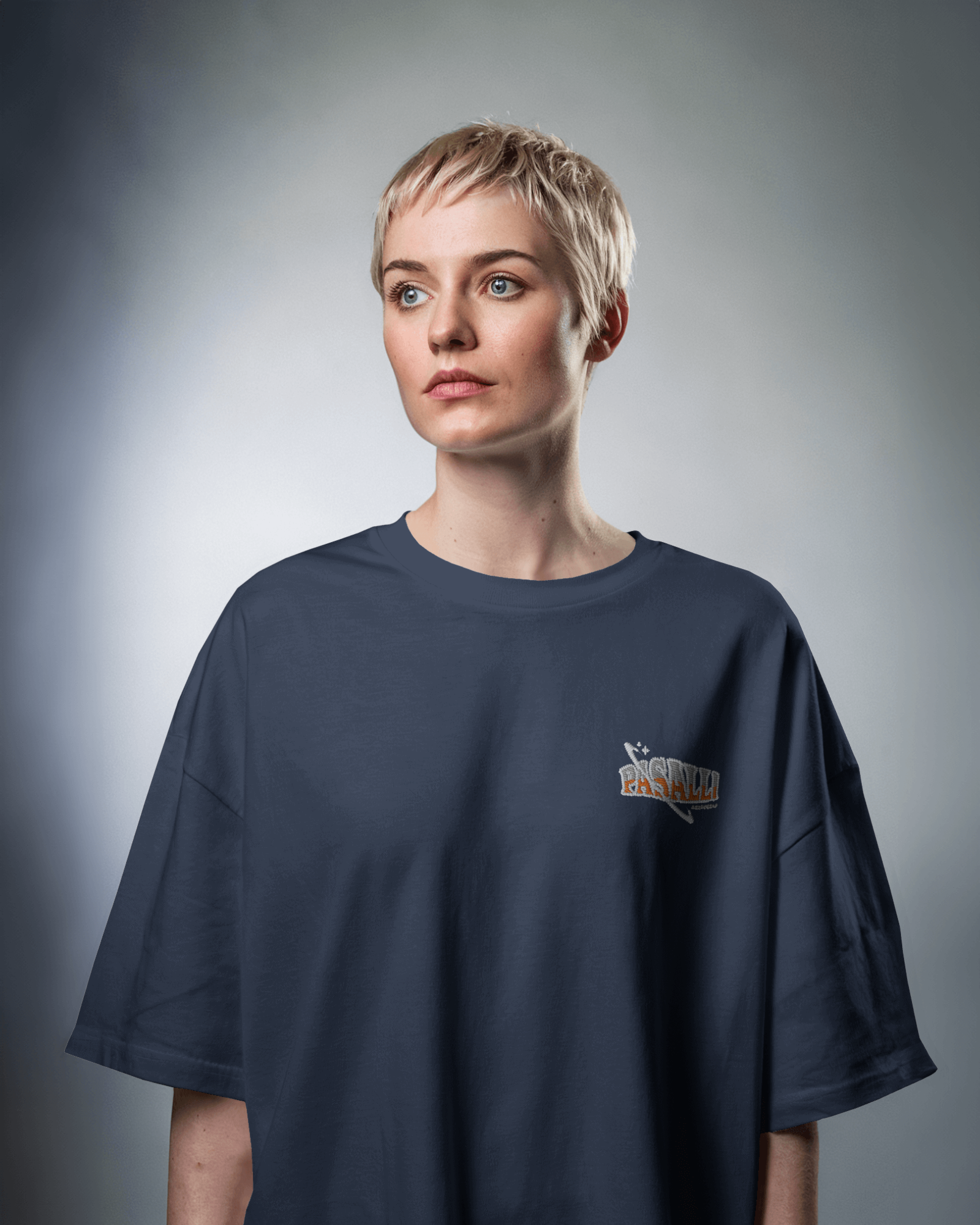 Heavy Oversized Organic T-Shirt mit Stick - Black/French Navy/Glazed Green Shirtee