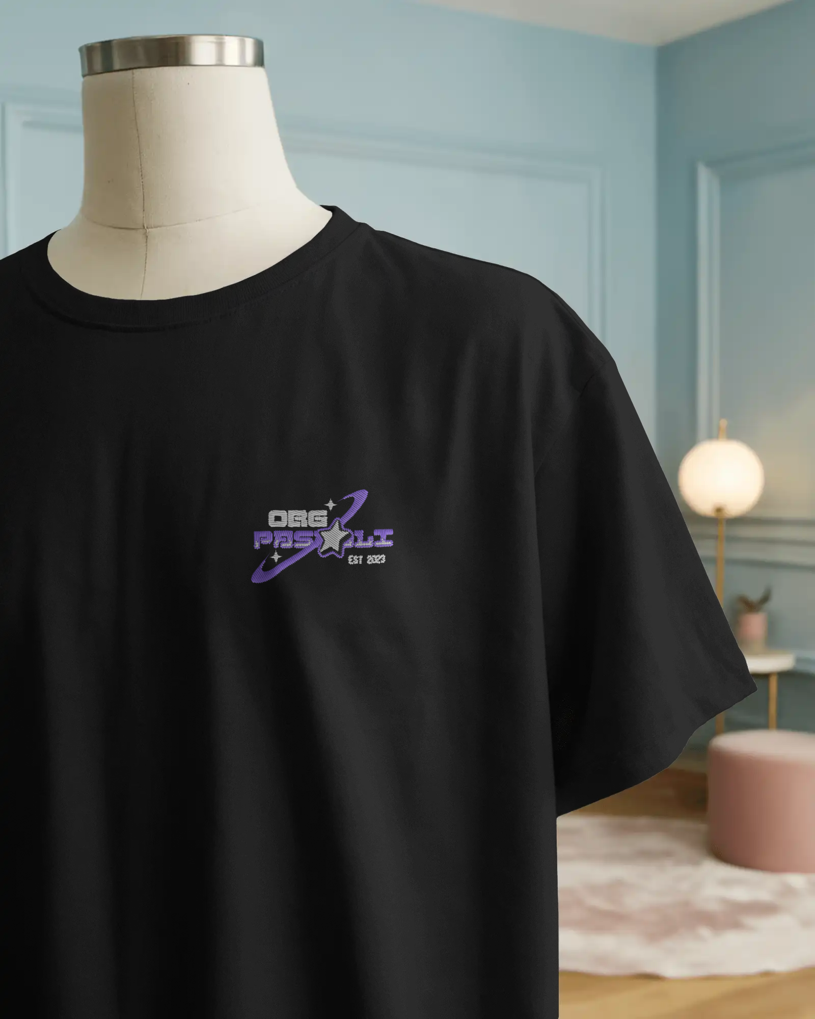 Premium Oversized Organic T-Shirt mit Stick - Black Pasalli