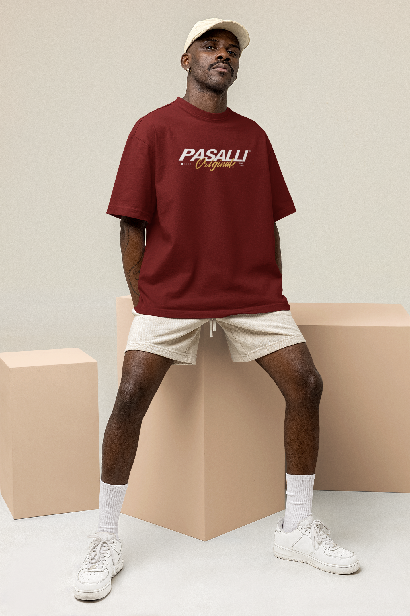 Pasalli Originals Heavy Organic Oversized T-Shirt - Holiday Essential Burgundy