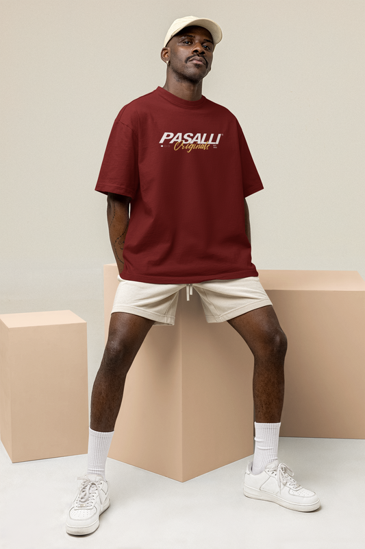 Pasalli Originals Heavy Organic Oversized T-Shirt - Holiday Essential Burgundy